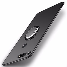 Funda Dura Plastico Rigida Carcasa Mate con Magnetico Anillo de dedo Soporte P01 para Huawei Honor View 20 Negro