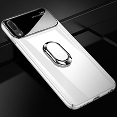 Funda Dura Plastico Rigida Carcasa Mate con Magnetico Anillo de dedo Soporte P01 para Huawei P20 Blanco