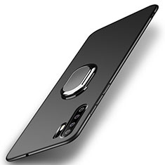 Funda Dura Plastico Rigida Carcasa Mate con Magnetico Anillo de dedo Soporte P01 para Huawei P30 Pro New Edition Negro