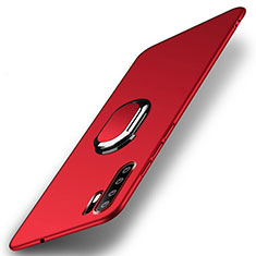 Funda Dura Plastico Rigida Carcasa Mate con Magnetico Anillo de dedo Soporte P01 para Huawei P30 Pro Rojo