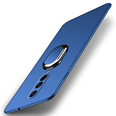 Funda Dura Plastico Rigida Carcasa Mate con Magnetico Anillo de dedo Soporte P01 para OnePlus 8 Azul