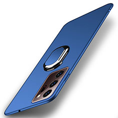 Funda Dura Plastico Rigida Carcasa Mate con Magnetico Anillo de dedo Soporte P01 para Samsung Galaxy Note 20 Ultra 5G Azul