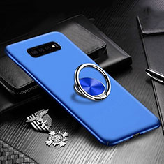Funda Dura Plastico Rigida Carcasa Mate con Magnetico Anillo de dedo Soporte P01 para Samsung Galaxy S10 5G Azul