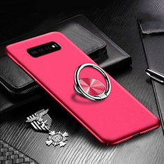 Funda Dura Plastico Rigida Carcasa Mate con Magnetico Anillo de dedo Soporte P01 para Samsung Galaxy S10 5G Rojo