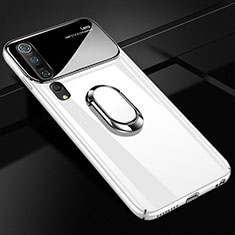 Funda Dura Plastico Rigida Carcasa Mate con Magnetico Anillo de dedo Soporte P01 para Xiaomi Mi 10 Pro Blanco