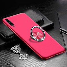 Funda Dura Plastico Rigida Carcasa Mate con Magnetico Anillo de dedo Soporte P01 para Xiaomi Mi A3 Rosa Roja