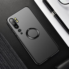Funda Dura Plastico Rigida Carcasa Mate con Magnetico Anillo de dedo Soporte P01 para Xiaomi Mi Note 10 Pro Negro