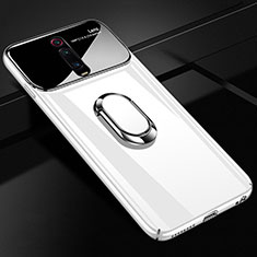 Funda Dura Plastico Rigida Carcasa Mate con Magnetico Anillo de dedo Soporte P01 para Xiaomi Redmi K20 Pro Blanco