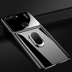 Funda Dura Plastico Rigida Carcasa Mate con Magnetico Anillo de dedo Soporte P02 para Huawei Honor V20 Negro