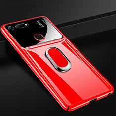 Funda Dura Plastico Rigida Carcasa Mate con Magnetico Anillo de dedo Soporte P02 para Huawei Honor V20 Rojo