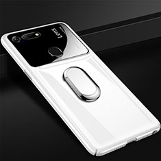 Funda Dura Plastico Rigida Carcasa Mate con Magnetico Anillo de dedo Soporte P02 para Huawei Honor View 20 Blanco