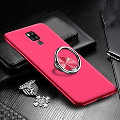 Funda Dura Plastico Rigida Carcasa Mate con Magnetico Anillo de dedo Soporte P02 para Huawei Mate 20 X 5G Rosa Roja
