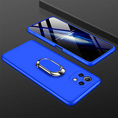 Funda Dura Plastico Rigida Carcasa Mate con Magnetico Anillo de dedo Soporte P02 para Xiaomi Mi 11 5G Azul