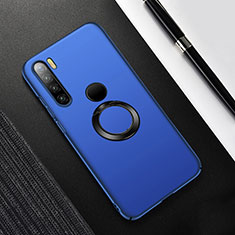 Funda Dura Plastico Rigida Carcasa Mate con Magnetico Anillo de dedo Soporte P02 para Xiaomi Redmi Note 8 (2021) Azul