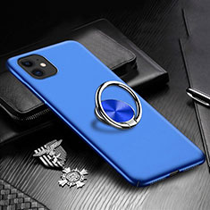 Funda Dura Plastico Rigida Carcasa Mate con Magnetico Anillo de dedo Soporte P03 para Apple iPhone 11 Azul