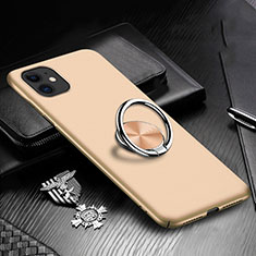 Funda Dura Plastico Rigida Carcasa Mate con Magnetico Anillo de dedo Soporte P03 para Apple iPhone 11 Oro