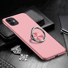 Funda Dura Plastico Rigida Carcasa Mate con Magnetico Anillo de dedo Soporte P03 para Apple iPhone 11 Rosa