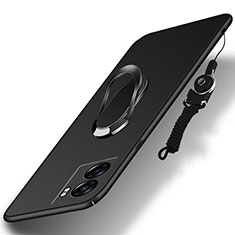 Funda Dura Plastico Rigida Carcasa Mate con Magnetico Anillo de dedo Soporte para Oppo A56S 5G Negro