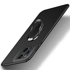 Funda Dura Plastico Rigida Carcasa Mate con Magnetico Anillo de dedo Soporte para Oppo Find X3 Pro 5G Negro