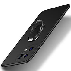 Funda Dura Plastico Rigida Carcasa Mate con Magnetico Anillo de dedo Soporte para Oppo Find X5 Pro 5G Negro