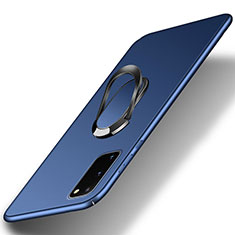 Funda Dura Plastico Rigida Carcasa Mate con Magnetico Anillo de dedo Soporte para Samsung Galaxy S20 FE (2022) 5G Azul