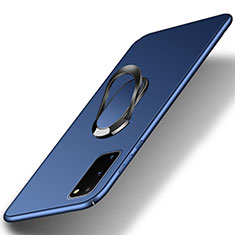 Funda Dura Plastico Rigida Carcasa Mate con Magnetico Anillo de dedo Soporte para Samsung Galaxy S20 FE 5G Azul