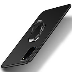 Funda Dura Plastico Rigida Carcasa Mate con Magnetico Anillo de dedo Soporte para Samsung Galaxy S20 FE 5G Negro