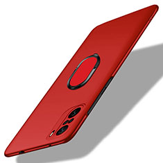 Funda Dura Plastico Rigida Carcasa Mate con Magnetico Anillo de dedo Soporte para Xiaomi Mi 11X Pro 5G Rojo