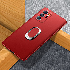 Funda Dura Plastico Rigida Carcasa Mate con Magnetico Anillo de dedo Soporte para Xiaomi POCO M3 Pro 5G Rojo