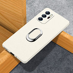 Funda Dura Plastico Rigida Carcasa Mate con Magnetico Anillo de dedo Soporte para Xiaomi Redmi Note 10 5G Blanco