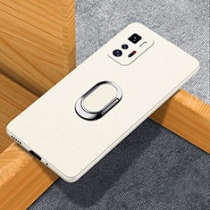 Funda Dura Plastico Rigida Carcasa Mate con Magnetico Anillo de dedo Soporte para Xiaomi Redmi Note 10 Pro 5G Blanco