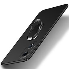 Funda Dura Plastico Rigida Carcasa Mate con Magnetico Anillo de dedo Soporte S01 para Huawei Honor X5 Plus Negro