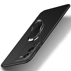 Funda Dura Plastico Rigida Carcasa Mate con Magnetico Anillo de dedo Soporte S01 para Vivo V25 Pro 5G Negro