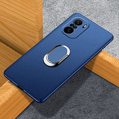Funda Dura Plastico Rigida Carcasa Mate con Magnetico Anillo de dedo Soporte S01 para Xiaomi Mi 11X 5G Azul