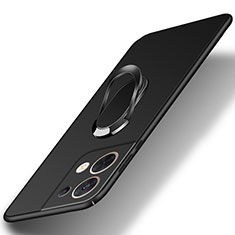 Funda Dura Plastico Rigida Carcasa Mate con Magnetico Anillo de dedo Soporte S01 para Xiaomi Redmi Note 13 Pro 5G Negro