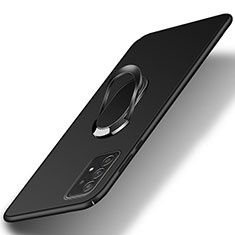 Funda Dura Plastico Rigida Carcasa Mate con Magnetico Anillo de dedo Soporte YK1 para Samsung Galaxy A52 4G Negro
