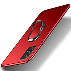 Funda Dura Plastico Rigida Carcasa Mate con Magnetico Anillo de dedo Soporte YK1 para Samsung Galaxy A52 5G Rojo