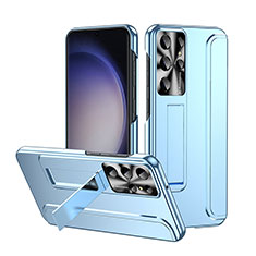 Funda Dura Plastico Rigida Carcasa Mate con Soporte ZL2 para Samsung Galaxy S22 Ultra 5G Azul