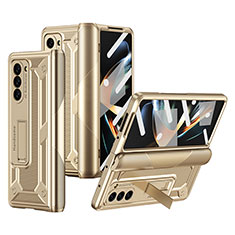 Funda Dura Plastico Rigida Carcasa Mate con Soporte ZL4 para Samsung Galaxy Z Fold5 5G Oro