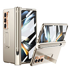 Funda Dura Plastico Rigida Carcasa Mate con Soporte ZL5 para Samsung Galaxy Z Fold5 5G Oro