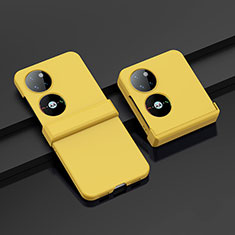 Funda Dura Plastico Rigida Carcasa Mate Frontal y Trasera 360 Grados BH1 para Huawei P60 Pocket Amarillo