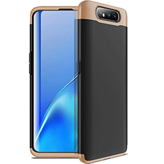 Funda Dura Plastico Rigida Carcasa Mate Frontal y Trasera 360 Grados C01 para Samsung Galaxy A80 Oro y Negro