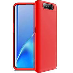 Funda Dura Plastico Rigida Carcasa Mate Frontal y Trasera 360 Grados C01 para Samsung Galaxy A80 Rojo