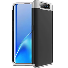 Funda Dura Plastico Rigida Carcasa Mate Frontal y Trasera 360 Grados C01 para Samsung Galaxy A90 4G Plata y Negro