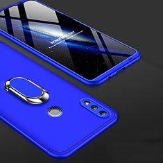 Funda Dura Plastico Rigida Carcasa Mate Frontal y Trasera 360 Grados con Anillo de dedo Soporte para Huawei Honor 10 Lite Azul