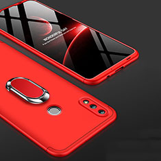 Funda Dura Plastico Rigida Carcasa Mate Frontal y Trasera 360 Grados con Anillo de dedo Soporte para Huawei Honor 10 Lite Rojo
