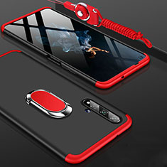 Funda Dura Plastico Rigida Carcasa Mate Frontal y Trasera 360 Grados con Anillo de dedo Soporte para Huawei Honor 20S Rojo y Negro