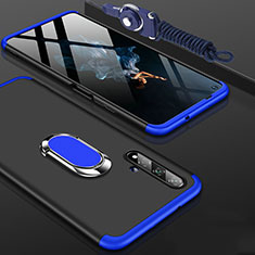 Funda Dura Plastico Rigida Carcasa Mate Frontal y Trasera 360 Grados con Anillo de dedo Soporte para Huawei Nova 5T Azul y Negro