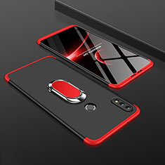 Funda Dura Plastico Rigida Carcasa Mate Frontal y Trasera 360 Grados con Anillo de dedo Soporte para Huawei Y9 (2019) Rojo y Negro