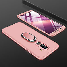 Funda Dura Plastico Rigida Carcasa Mate Frontal y Trasera 360 Grados con Anillo de dedo Soporte para Samsung Galaxy A6 Plus (2018) Rosa